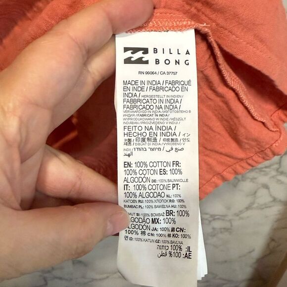 NEW Billabong Perfect Paradise Dress Chic Coral Mini Dress with Puff Sleeves S - Picture 7 of 13